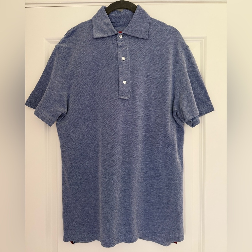 Isaia Blue Polo Shirt Classic Knit Design